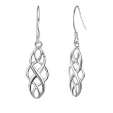 Fine Silver Celtic Drop Earrings, Nickel-Free Dangle Earrings for Sensitive Ears, Double Twisted Wire Hypoallergenic Earrings, Tarnish Resistant Comfo
