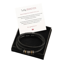 Braccialetto motivazionale da uomo, bracciale in pelle fatto a mano con messaggio "Sarò sempre con te", bracciale in pelle intrecciata con biglietto