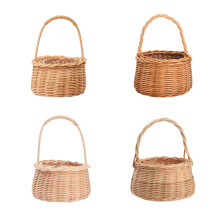 Coș de depozitare portabil din răchită pentru fete cu flori, coș de depozitare cu compartimente multiple, spațiu de depozitare rustic, coșuri