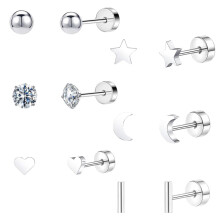 Hypoallergenic Stud Earrings for Sensitive Ears, Solid 925 Sterling Silver with 14K Gold Plated Finish, Flatback Earrings Featuring Rhodium Plated Pro