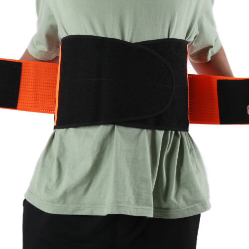 Adjustable Breathable Lower Back Support Belt Lumbar Brace M Size Orange