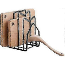 Pot Lid & Cutting Board Holder - Black Kitchen Organizer for Plates & Dishes