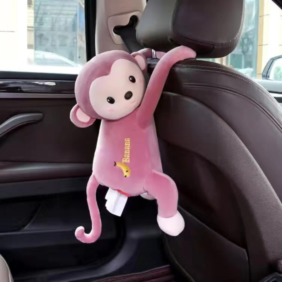 2In1 Car Tissue Box And Trash Can Cute Plush Hanging Monkey Toy For Armrest Easy Access 9199774171045