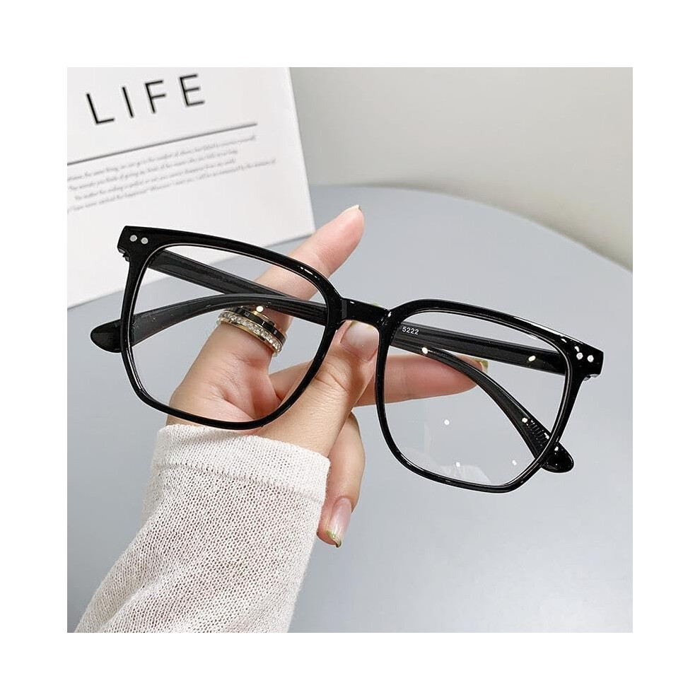 Light/Blue Ultra Computer Readers Blocking Eyeglasses Oversized Reading Glasses Flat Mirror +0.00 Black