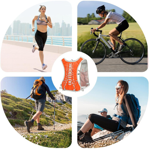 Hydration Vest 5L Lightweight Running Hydration Backpack MoistureWicking With Reflective Strips Orange For Athletes 2