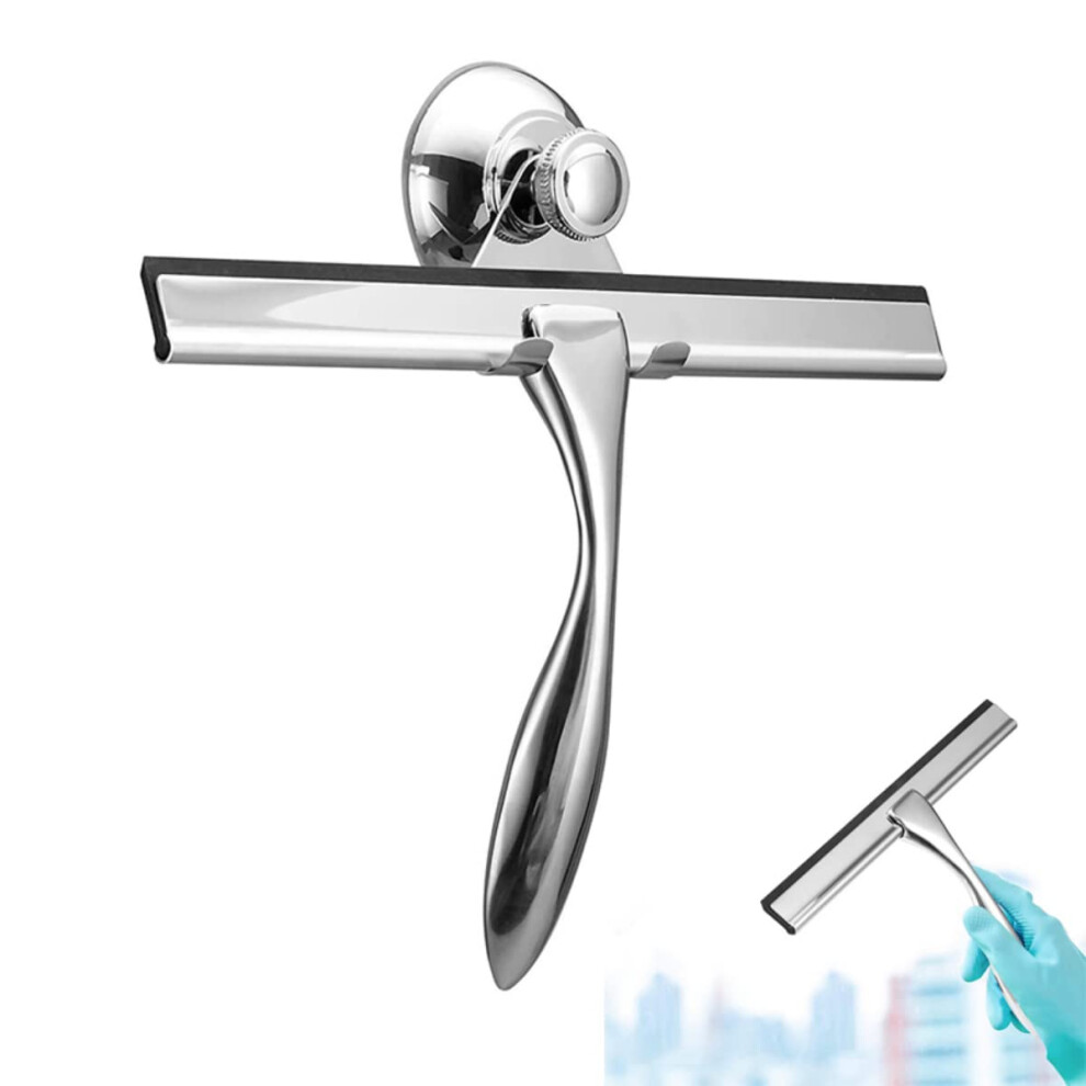 Stainless Steel Squeegee 10Inch With Hanging Hook For Shower Doors, Window, Bathroom, Car Glass  AllPurpose Wiper-image-OPC-PPZYJN7-NEW