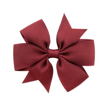 Grosgrain strik voor meisjes, hitteverzegelde lintranden en een lotusbloemmotief in effen kleur, duurzame metalen clip als haaraccessoire, het beste