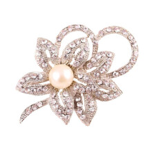 Rhinestone blomsterbrosjer for kvinner, blomsterbrosje nål brudesmykker elegant brosjedesign, luksuriøst design med perleutsmykninger, allsidig