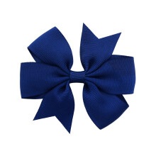 Fundă din grosgrain pentru fete, margini cu panglică termosigilată și design lotus în culori pure, accesorii de păr cu clemă metalică