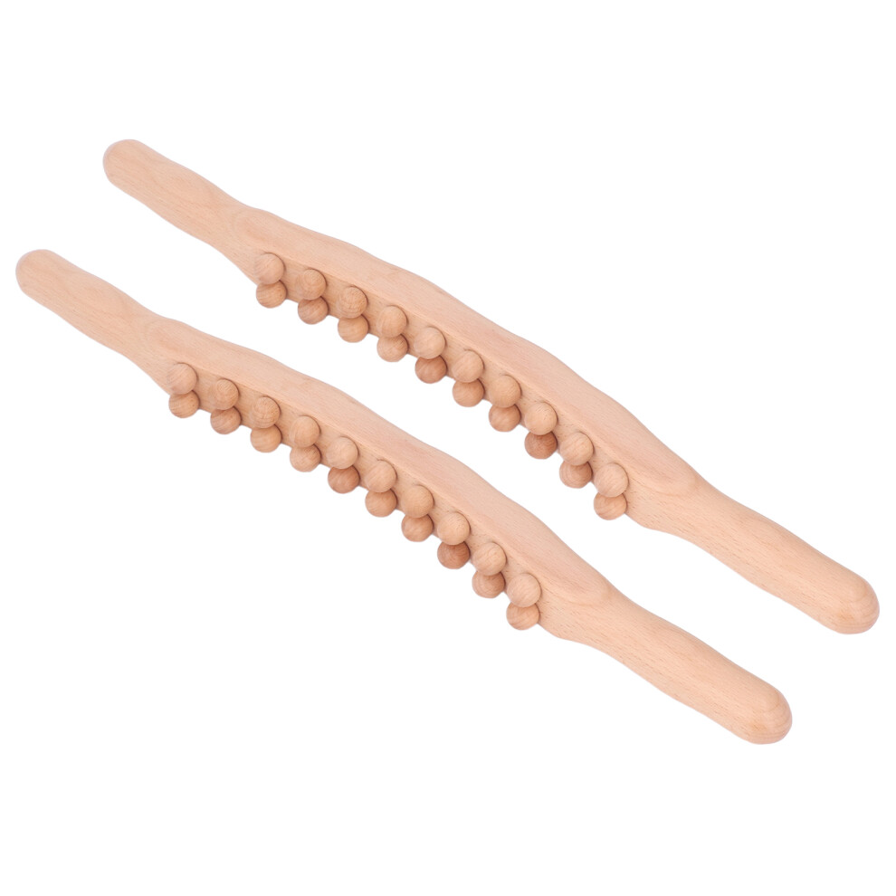 Rolling Meridians Wooden Massage Scraping Stick Muscle Scraper Promotes Blood Flow Lymph Drainage Double Rows Trigger Point Massager Fatigue Relief Li
