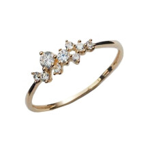 Chic Stackable Rings for Women, Yellow Gold Plated Cubic Zirconia Cluster Ring, 925 Sterling Silver Plated Dainty Wedding Bands with Hypoallergenic an