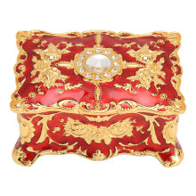 Verzierte Vintage-Schmucktruhe mit rostfreier Zinklegierung und Samtinterieur, zweilagiger Schmuckorganizer mit floralem Muster