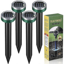 NIKAND Gopher Repellent Ultrasonic Solar Powered - Mole Repellent Stakes Outdoor Pet Safe - Groundhog Repeller Snake Rodent Gopher Spikes Chaser - Son