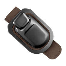 (Brown) Car Visors Sunglasses Holder, PU Leather, Adjustable Clip Suitable for Commuters, Easy Access and Secure Eyewear Storage