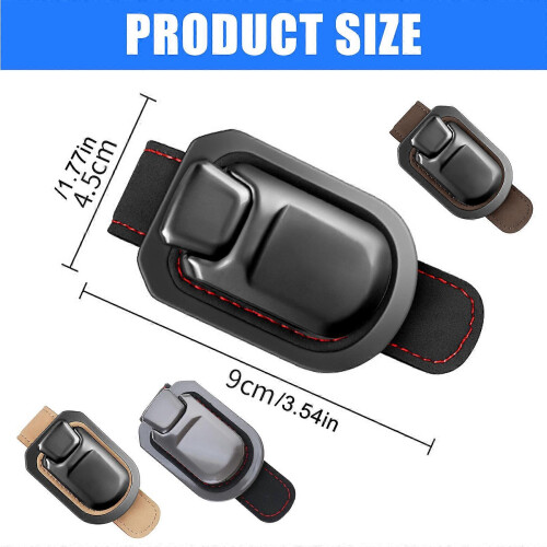 (Gray) Car Visors Sunglasses Holder, PU Leather, Adjustable Clip Suitable for Commuters, Easy Access and Secure Eyewear Storage 2