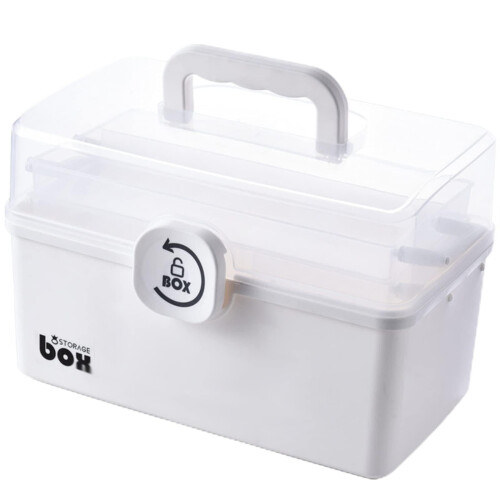 First Aid Kit 3Tier Lockable Medicine Storage Box with Handle for Home Emergency White