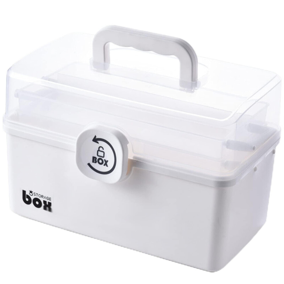 First Aid Kit 3Tier Lockable Medicine Storage Box with Handle for Home Emergency White