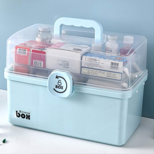 First Aid Kit 3Tier Lockable Medicine Storage Box with Handle for Home Emergency White 1