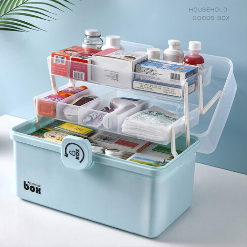 First Aid Kit 3Tier Lockable Medicine Storage Box with Handle for Home Emergency White 2