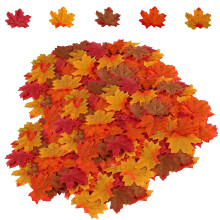 Artificial Maple Leaves 500 Pcs Silk Lifelike Autumn Leaf Garland 5 Assorted Colors Halloween Thanksgiving Table Decor