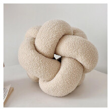 Soft Knot Ball Pillows Round Plush Throw Pillow Handmade Beige For Sofa Bedroom Home Decoration Knotted Cushion