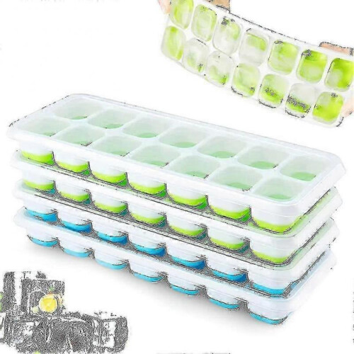 4 Pack Ice Cube Trays with Lid