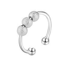 Anelli con perline per l'ansia con elegante dettaglio a fiocco di neve, anello aperto regolabile per una vestibilità comoda, anelli anti-ansia con