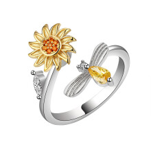 Kralenringen tegen angst met elegant sneeuwvlokdetail, verstelbare open ring voor een comfortabele pasvorm, angstringen met kralen voor emotioneel