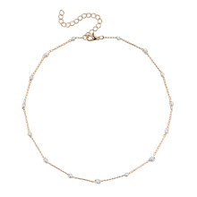 Collana girocollo di perle resistente all'ossidazione, catena regolabile con materiali senza piombo e senza cadmio, design minimalista, elegante