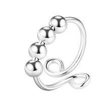 Ångest-stresslindrande ring med snöflingedetaljer, Spinnerringar för kvinnor med roterande pärlor, Fidget-pärloring för fokus och lugn,