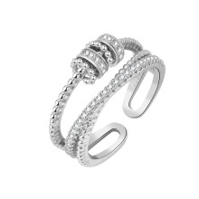 Anello aperto regolabile con decorazione a fiocco di neve, anelli con perline per l'ansia con perline rotanti, anello antistress per una vita