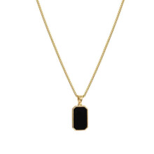 Collana a catena leggera per lo stile di tutti i giorni, ciondolo in pietra naturale con accento quadrato placcato oro, collana fatta a mano dal