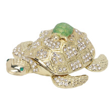Miniatuur schildpad sieradendoosje met magnetische sluiting, handgemaakt van hoogwaardige legeringsmaterialen met strass-steentjes en emaille,