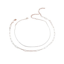 Colier de perle de lux, lanț de claviculă cu strat dublu, lanț reglabil hipoalergenic, design cu sclipici, bijuterii placate cu argint, accesorii