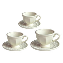 (White) Elegant Alloy Coffee Cup Set French Style Dollhouses Decors For Realistic Afternoon Coffee Cup Scene 3 Pieces White