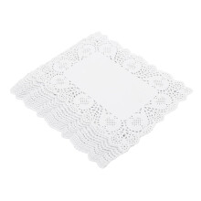 White Square Lace Paper Doilies 150 Sheets Greaseproof Placemats for Baking Weddings Parties 6.5x9 Inch