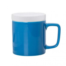 Ceramic Tea Mug with Filter, Large Capacity, Lid, Blue