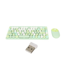 Kabelloses Tastatur- und Maus-Set, 2,4-GHz-Funkverbindung, Retro-Design mit runden Tastenkappen und Nummernblock, farbenfrohe und niedliche kabellose