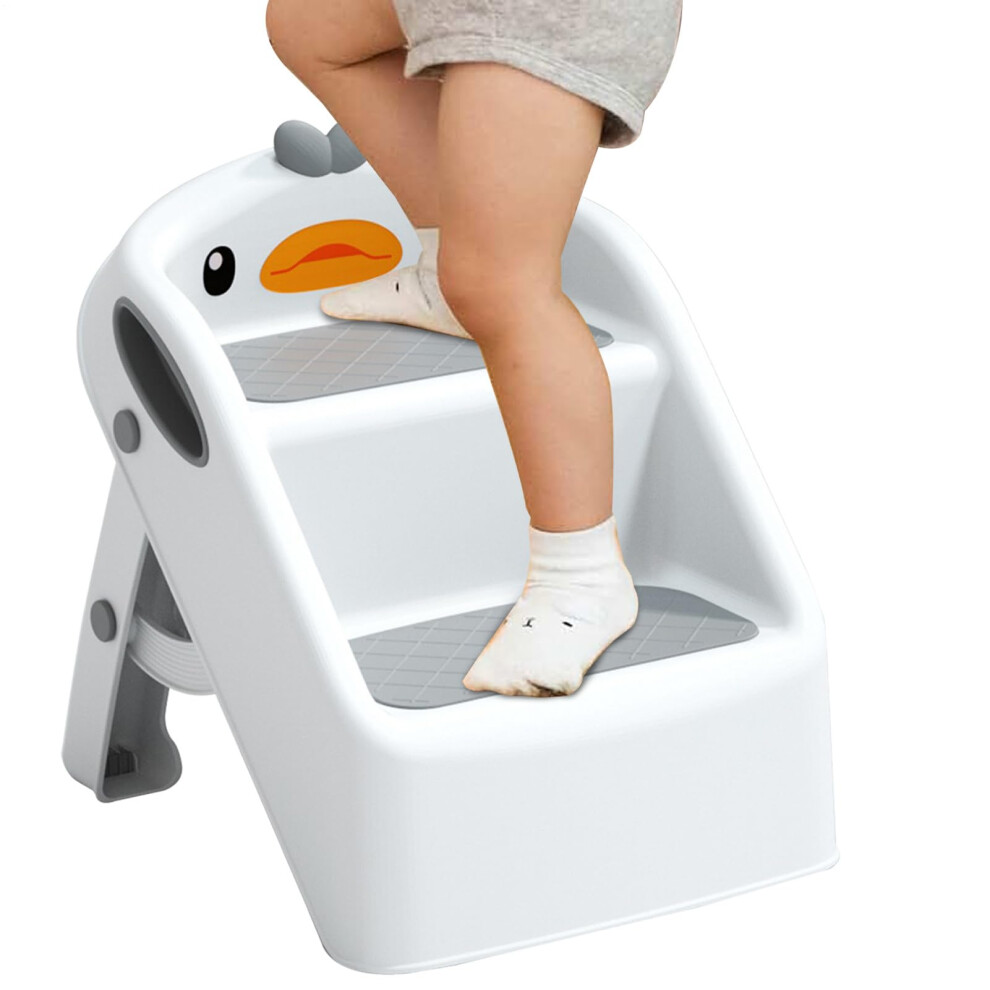 Kids StepStool Folding Two Step Stool Non Slip Toddler Bathroom Ladder For Kitchen Sink Toilet Potty Training Portable