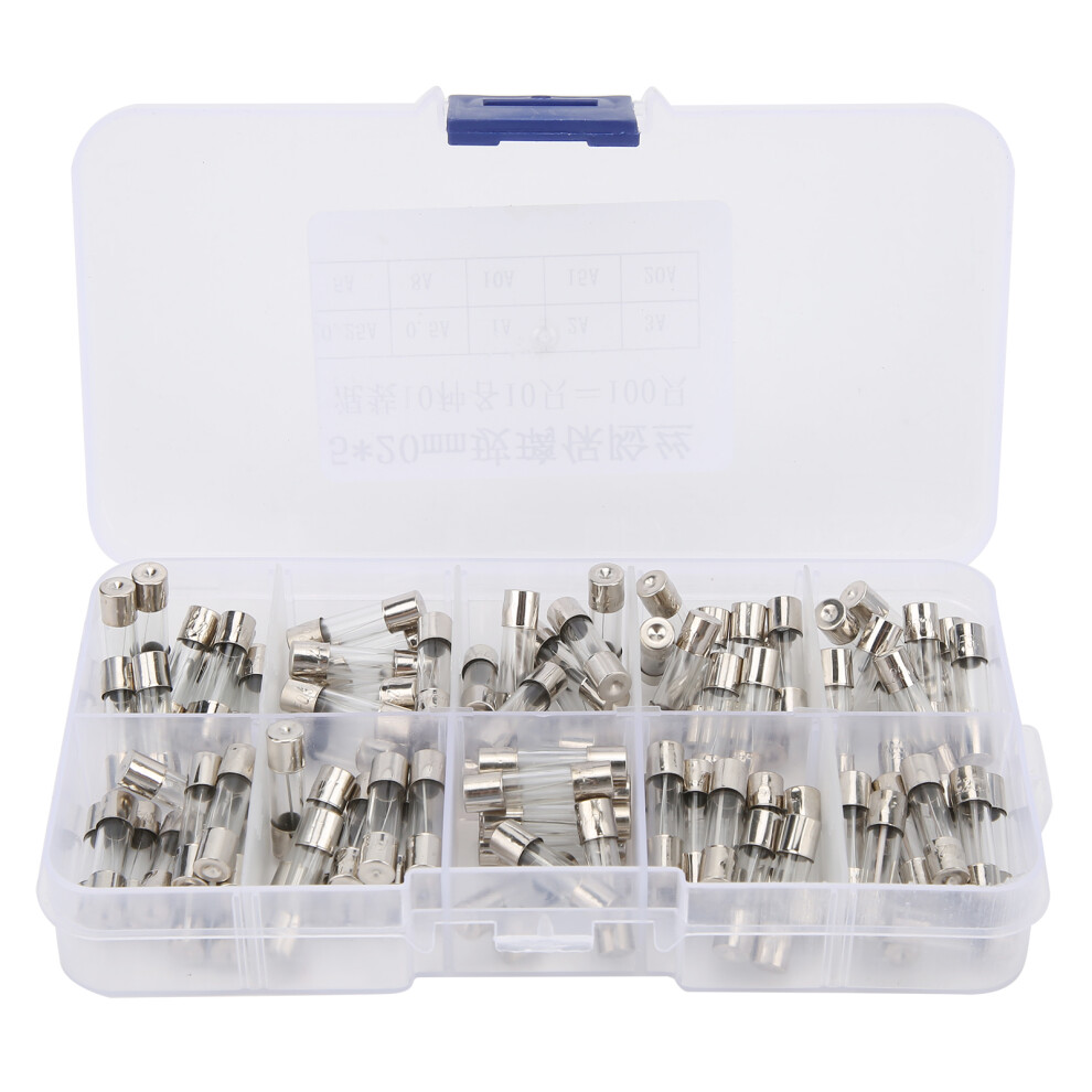 Fast Blow Glass Tube Fuse Kit 5X20mm Quick Blow Fuse Overload Protection Assorted Amperage Durable Glass Material Nickel Plated Brass End Cap With 9423501527202