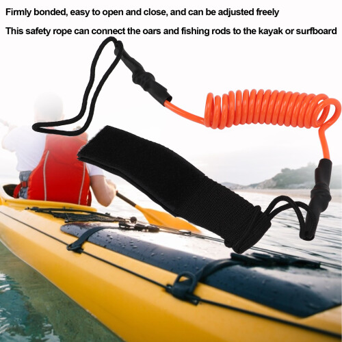 Durable Kayak Oar Safety Rope - Adjustable Paddle Board Accessories Orange 2