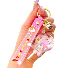 Kawaii Car Keys Accessories for Girls, Backpack Pendant Charm with Romantic Beautiful Rainbow Bean Candy Design, Liquid Floating Keychain Pendant Feat