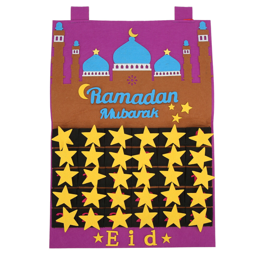 Ramadan Countdown Calendar For Kids, Hanging Eid Mubarak Advent Tracker With Felt Cloth Material Reusable Decorations Mobile Home Wall Decor