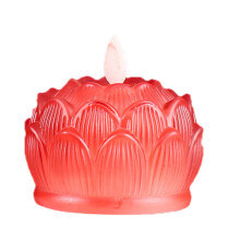 Glazovaná buddhistická lampa s lotosovým designem, bezplamenné svíčky, LED simulovaný plamen, nízká spotřeba energie, vysoká účinnost,