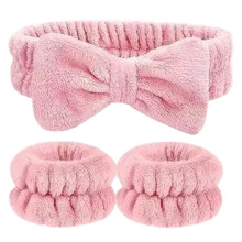 Make-up hoofdband voor vrouwen, te gebruiken tijdens het wassen van het gezicht en de huidverzorgingsroutine. Gemaakt van zachte koraalfleece stof,