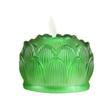Lichtopfer vor Buddha-Lampe, glasierte Lotus-Design-flammenlose Kerzen, batteriebetrieben, LED-simulierte Flamme für Heim- und Bürodekoration