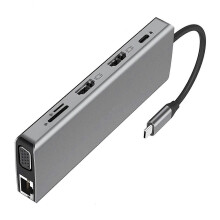 (1000M) Small USB C Hubs With RJ45 Port Two Full Resolution Video Output HDTV Display USB A And Fast Power For Premium Laptop Multicolor