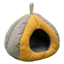 (Gray yellow) Hedgehog Bed Cave Nest Hideouts,Hamster Guinea Pigs Small Animal Cage Supplies Winter Warm House for Rabbit Ferrets White