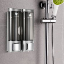Wandmontierter manueller Seifenspender, Silber, 200 ml x 2, 130x53x198 mm