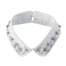 Simple False Collar with Glittering Beads for Office Women Daily Wear Detachable Collar Neckpiece for Sweater Shirt Multicolor